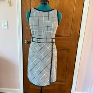 Tommy Hilfiger Grey Checked Pattern Faux Wrap Dress 2